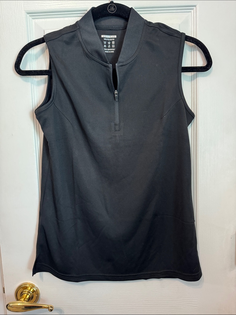 Black Sleeveless Half-Zip Performance Tank Top
